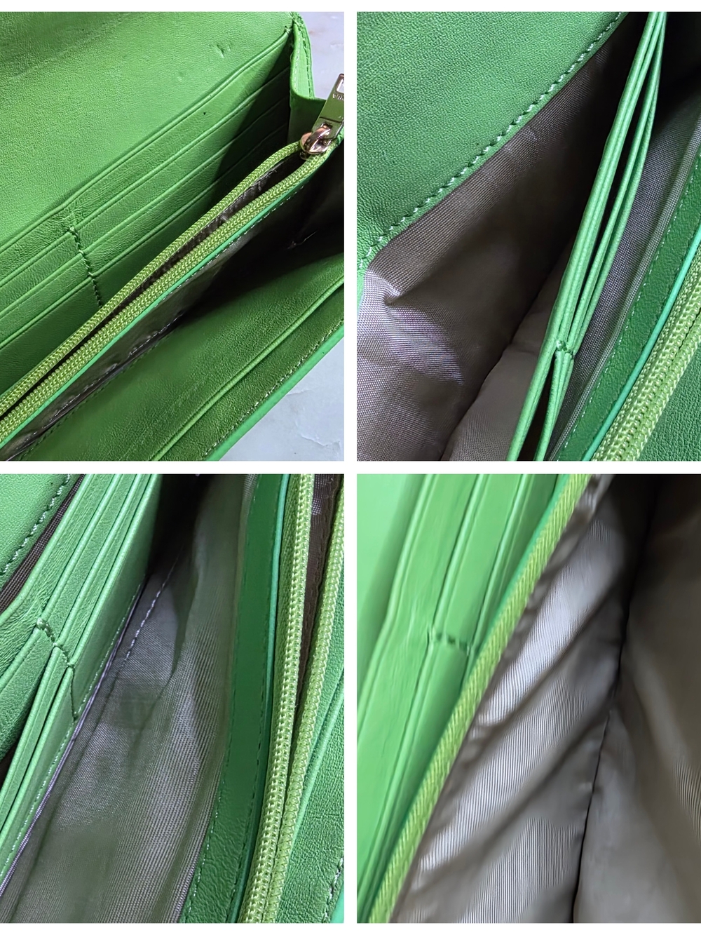 Furla Green Leather Long Wallet W/turnlock Closure & Gold Hardware - Picture 5 of 6